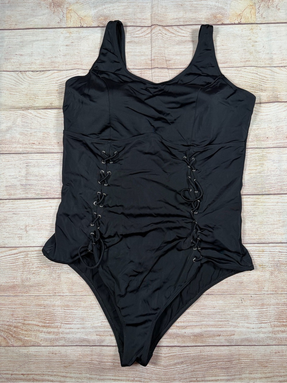 torrid Black Lace-Up One-Piece Swimsuit